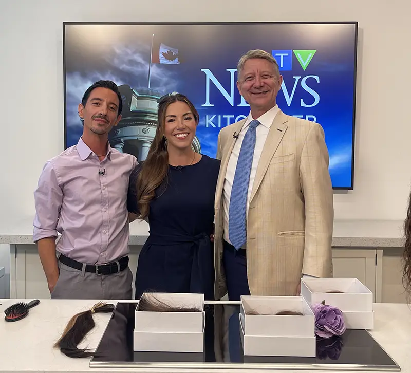 Michael Suba and Davide on set with Leighanne Evans on CTV News.